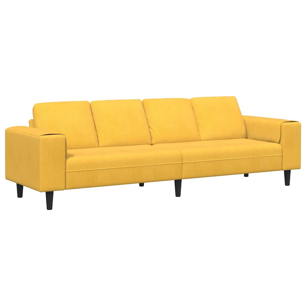 vidaXL Sofa Light Yellow 250 x 77 x 76 cm Corduroy