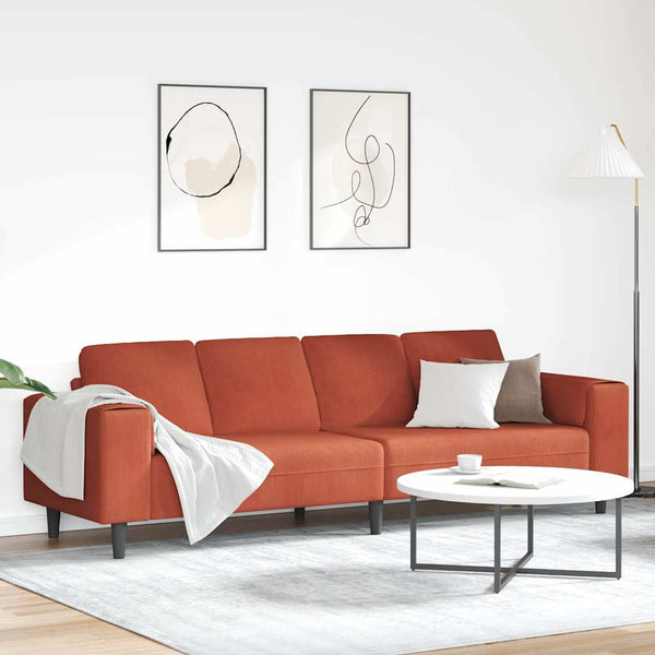 vidaXL Sofa Red-Orange 250 x 77 x 76 cm Corduroy