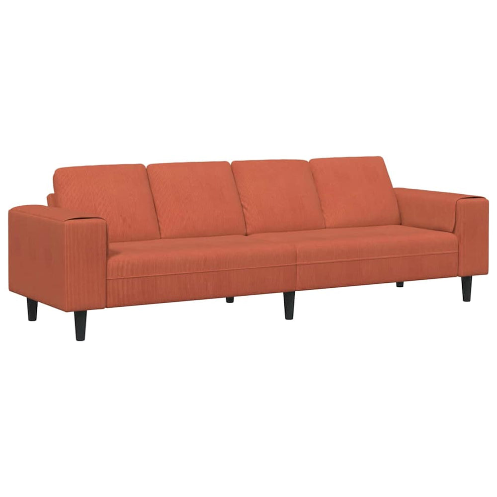 vidaXL Sofa Red-Orange 250 x 77 x 76 cm Corduroy