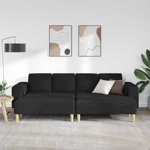 vidaXL Living Room Couch 3 pcs Black Polyester