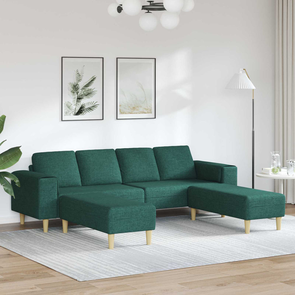 vidaXL Living Room Sofa 3 pcs Dark Green Polyester