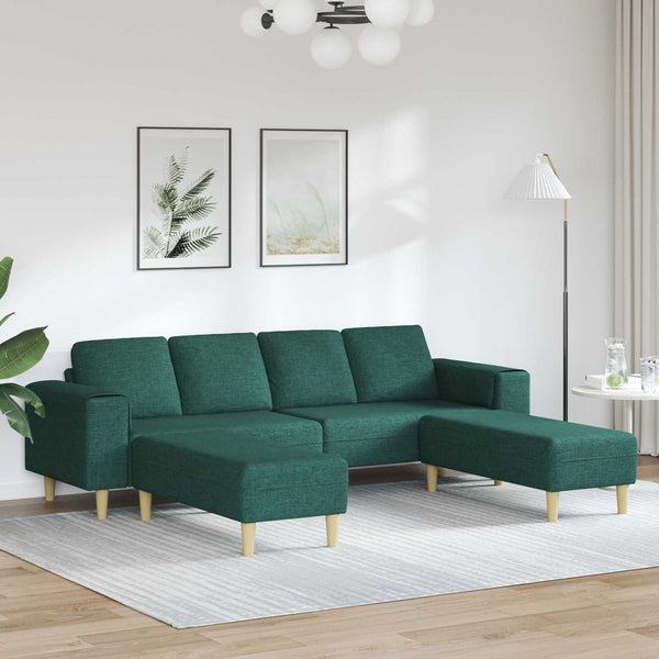 vidaXL Living Room Sofa 3 pcs Dark Green Polyester