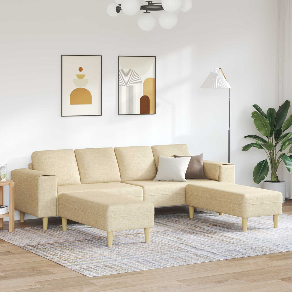 vidaXL Living Room Sofa 3-piece Cream Polyester