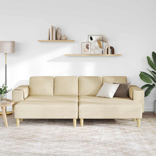 vidaXL Living Room Sofa 3-piece Cream Polyester