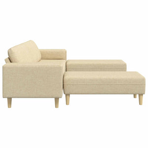 vidaXL Living Room Sofa 3-piece Cream Polyester