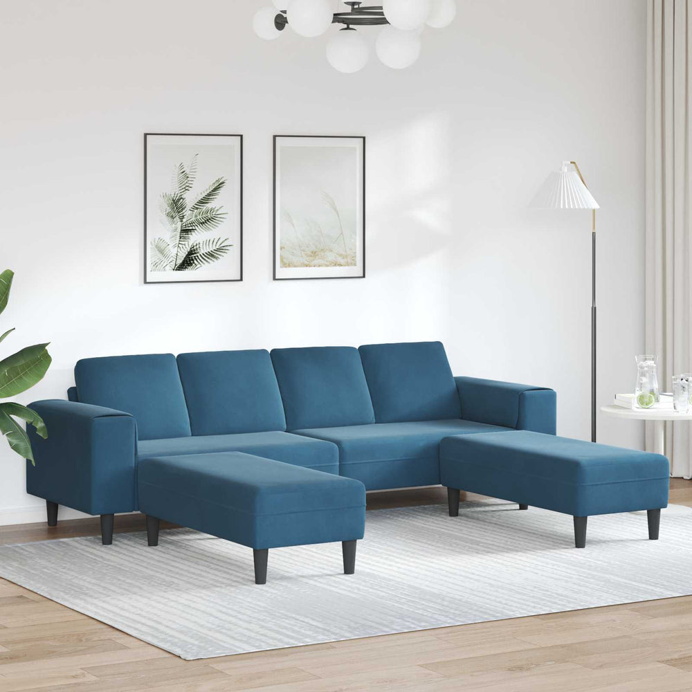 vidaXL Living Room Sofa 3 pcs Blue 250 x 188 x 76 cm