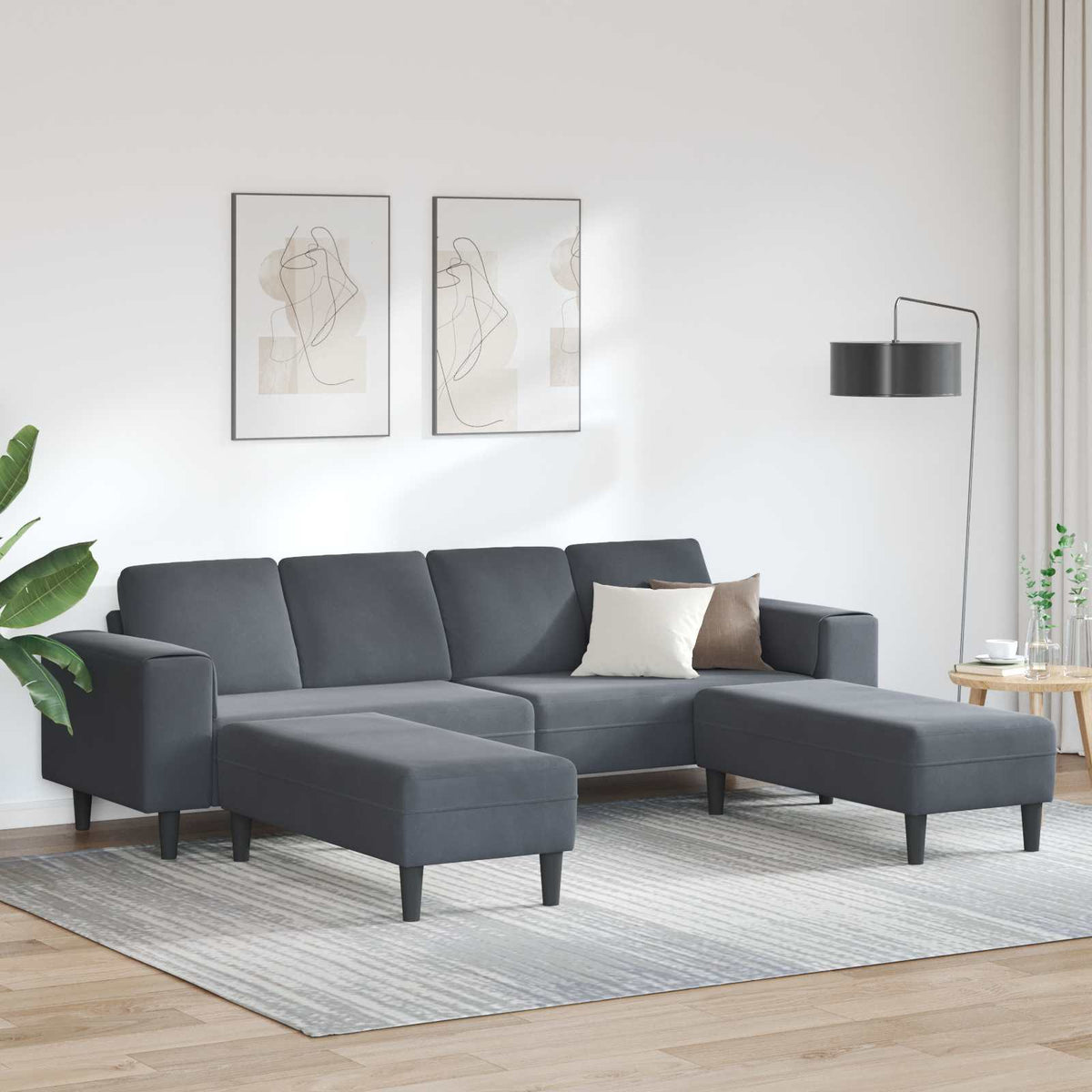vidaXL Living Room Sofa 3 pcs Dark Grey 250 x 188 x 76 cm