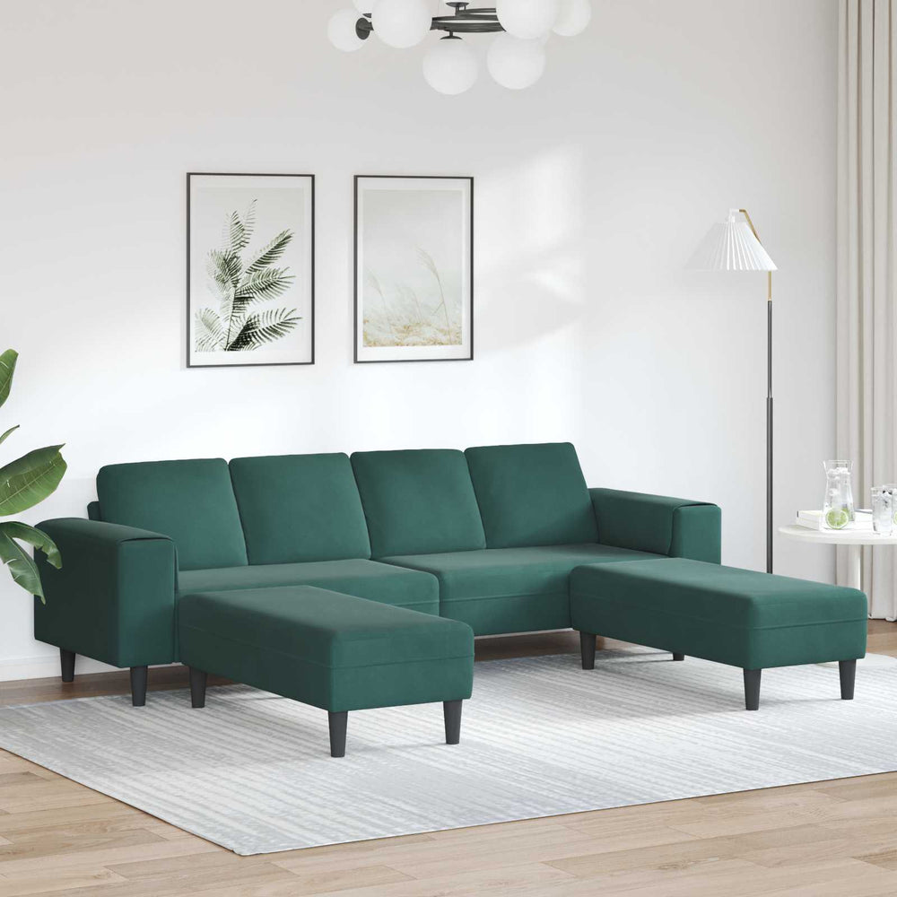 vidaXL Living Room Sofa 3 pcs Dark Green 250 x 188 x 76 cm