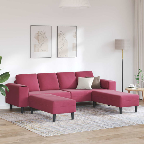 vidaXL Living Room Sofa 3 pcs Wine Red 250 x 188 x 76 cm