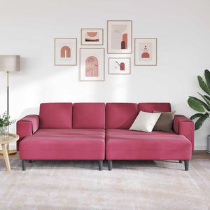 vidaXL Living Room Sofa 3 pcs Wine Red 250 x 188 x 76 cm