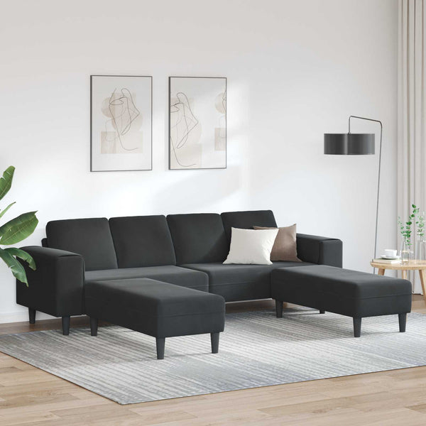 vidaXL Living Room Sofa 3 Piece Black 250 x 188 x 76 cm