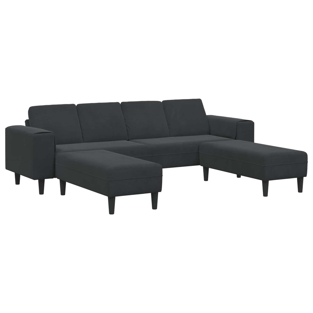 vidaXL Living Room Sofa 3 Piece Black 250 x 188 x 76 cm