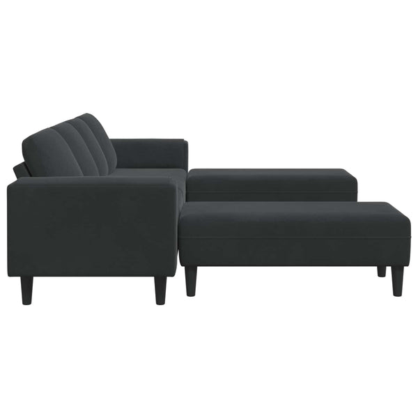 vidaXL Living Room Sofa 3 Piece Black 250 x 188 x 76 cm