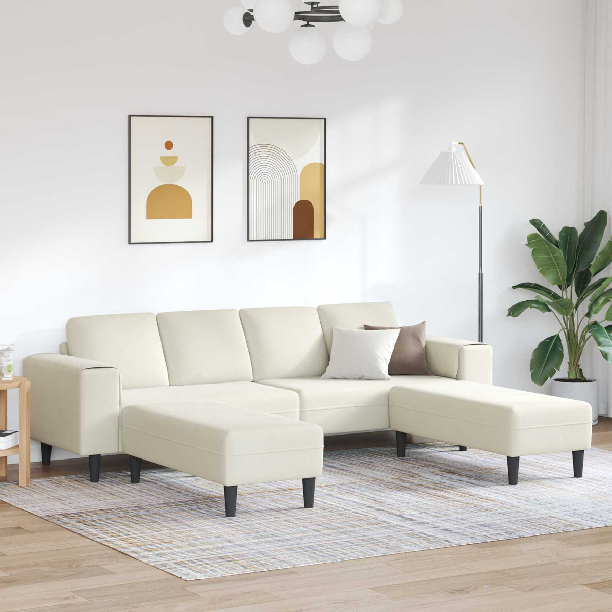 vidaXL Living Room Sofa 3-piece Cream 250 x 188 x 76 cm