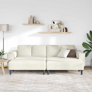 vidaXL Living Room Sofa 3-piece Cream 250 x 188 x 76 cm