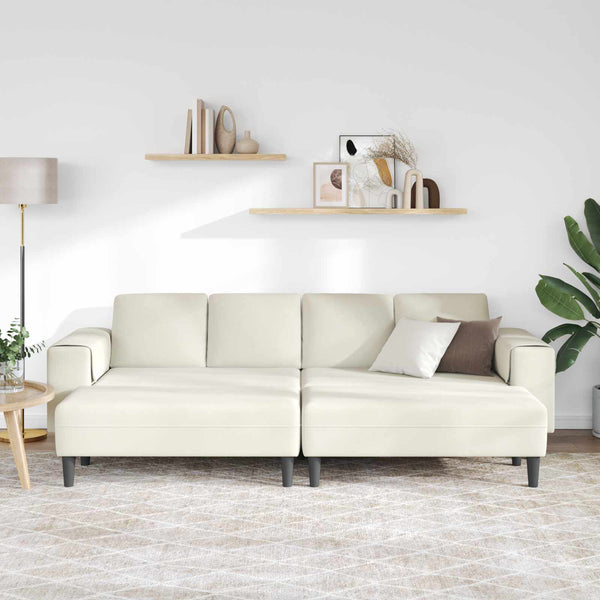 vidaXL Living Room Sofa 3-piece Cream 250 x 188 x 76 cm