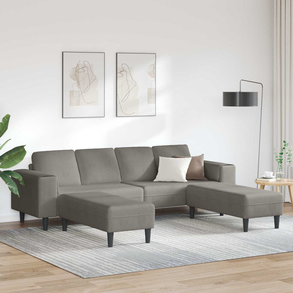 vidaXL Sofa Light Gray 250 x 188 x 76 cm Corduroy