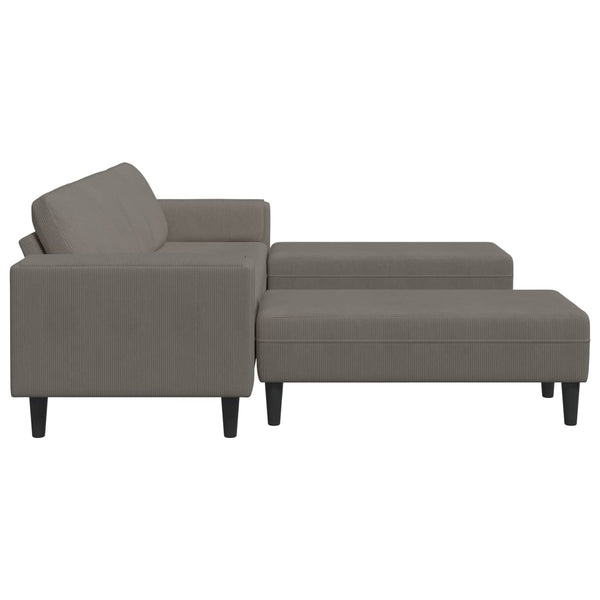 vidaXL Sofa Light Gray 250 x 188 x 76 cm Corduroy