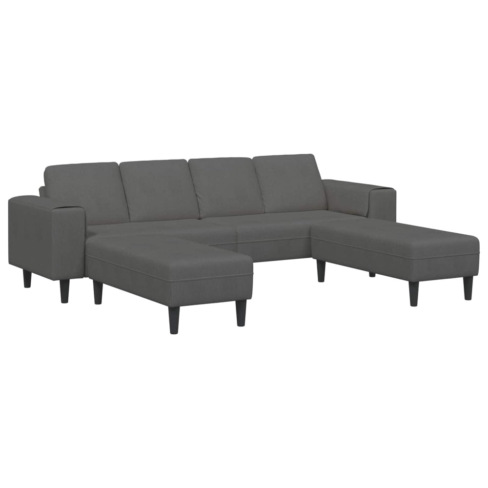 vidaXL Sofa Dark Grey 250 x 188 x 76 cm Corduroy Fabric