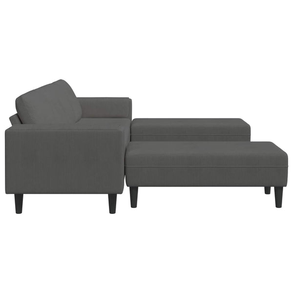 vidaXL Sofa Dark Grey 250 x 188 x 76 cm Corduroy Fabric