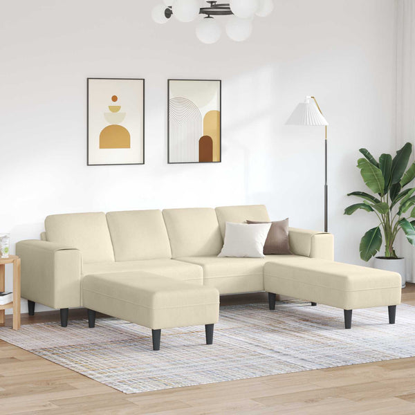 vidaXL Sofa Cream 250 x 188 x 76 cm Corduroy Fabric