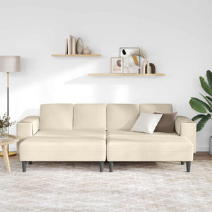 vidaXL Sofa Cream 250 x 188 x 76 cm Corduroy Fabric