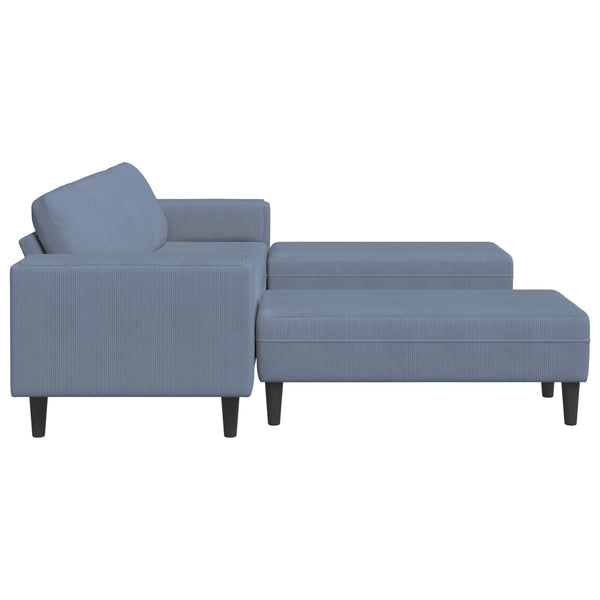 vidaXL Sofa Blue 250 x 188 x 76 cm Corduroy