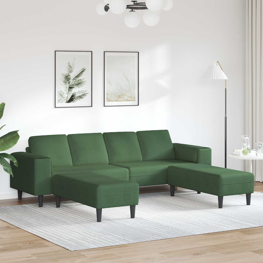 vidaXL Sofa Dark Green 250 x 188 x 76 cm Corduroy
