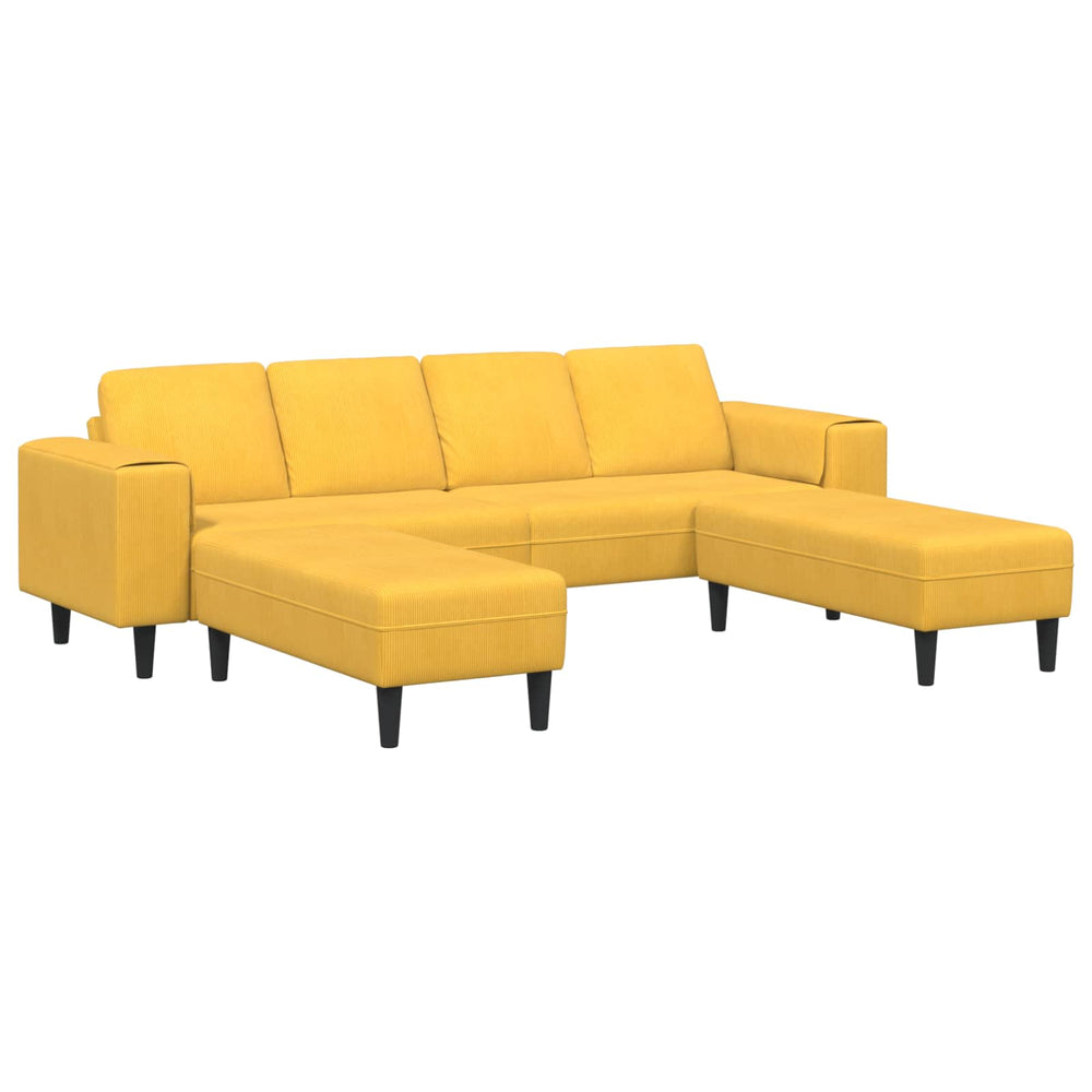 vidaXL Sofa Light Yellow 250 x 188 x 76 cm Corduroy