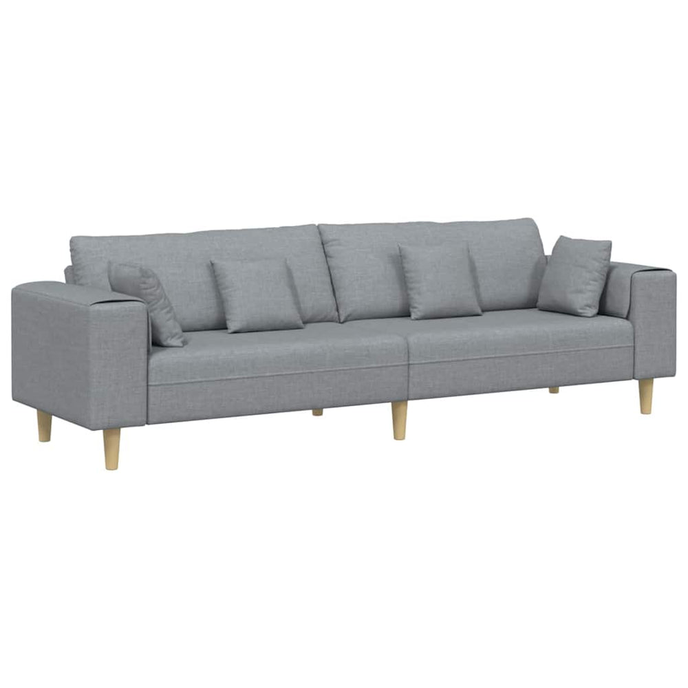 vidaXL Sofa with Cushions Light Gray 250 x 77 x 76 cm Fabric