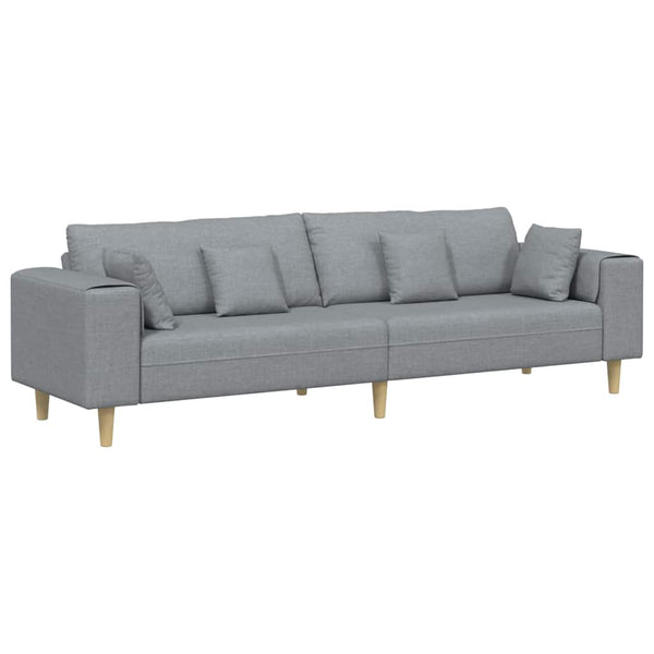 vidaXL Sofa with Cushions Light Gray 250 x 77 x 76 cm Fabric