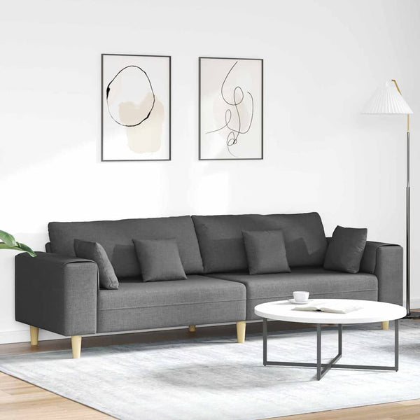 vidaXL Sofa with Cushions Dark Grey 250 x 77 x 76 cm Fabric
