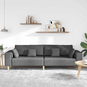 vidaXL Sofa with Cushions Dark Grey 250 x 77 x 76 cm Fabric