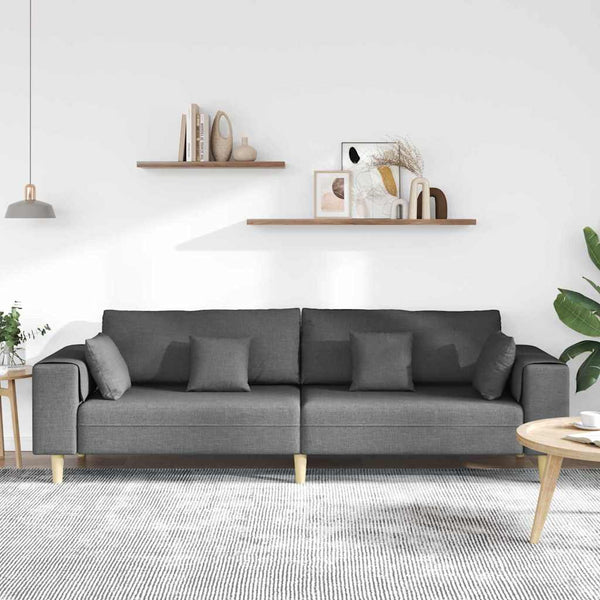 vidaXL Sofa with Cushions Dark Grey 250 x 77 x 76 cm Fabric