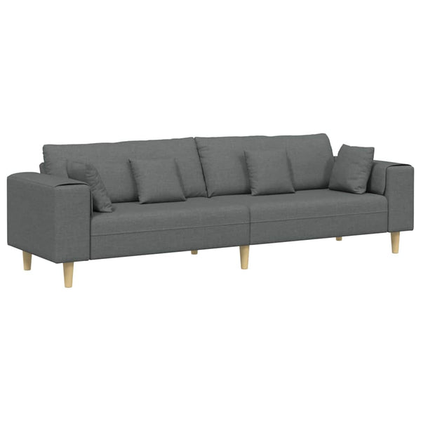 vidaXL Sofa with Cushions Dark Grey 250 x 77 x 76 cm Fabric