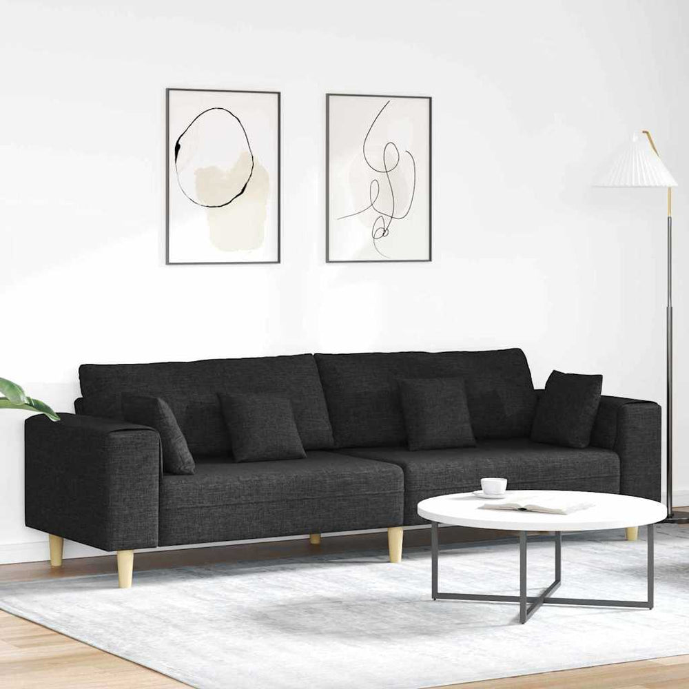 vidaXL Sofa with Cushions Black 250 x 77 x 76 cm Fabric
