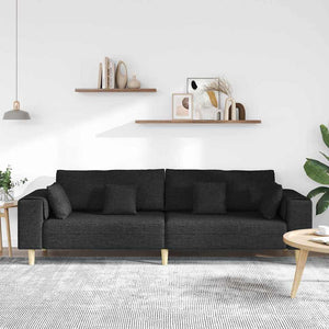 vidaXL Sofa with Cushions Black 250 x 77 x 76 cm Fabric