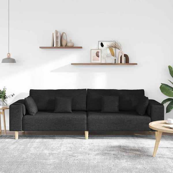 vidaXL Sofa with Cushions Black 250 x 77 x 76 cm Fabric