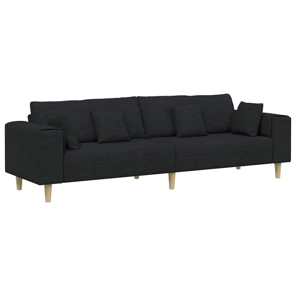 vidaXL Sofa with Cushions Black 250 x 77 x 76 cm Fabric