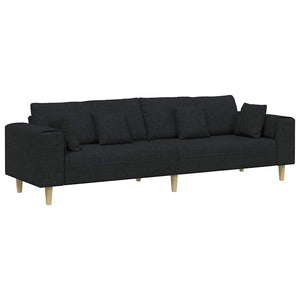 vidaXL Sofa with Cushions Black 250 x 77 x 76 cm Fabric