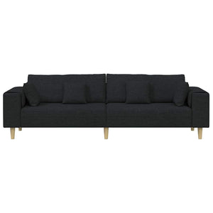 vidaXL Sofa with Cushions Black 250 x 77 x 76 cm Fabric