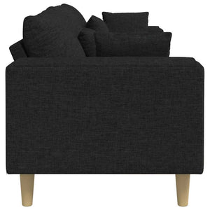 vidaXL Sofa with Cushions Black 250 x 77 x 76 cm Fabric