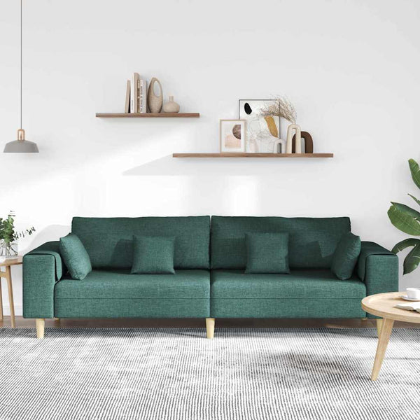 vidaXL Sofa with Cushions Dark Green 250 x 77 x 76 cm Fabric