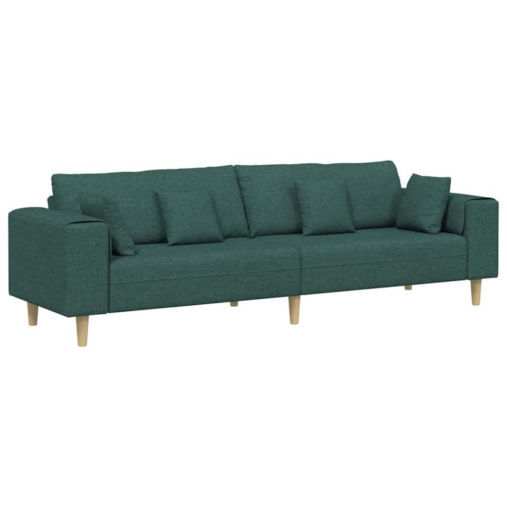 vidaXL Sofa with Cushions Dark Green 250 x 77 x 76 cm Fabric
