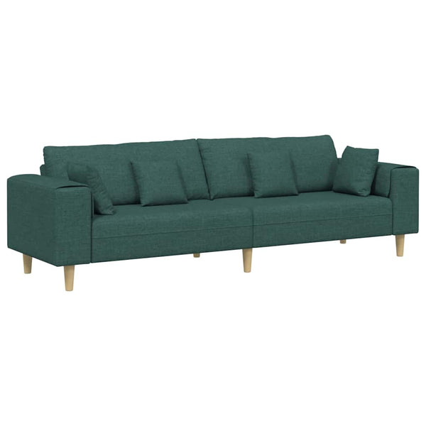 vidaXL Sofa with Cushions Dark Green 250 x 77 x 76 cm Fabric