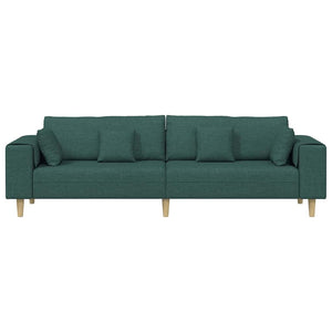 vidaXL Sofa with Cushions Dark Green 250 x 77 x 76 cm Fabric