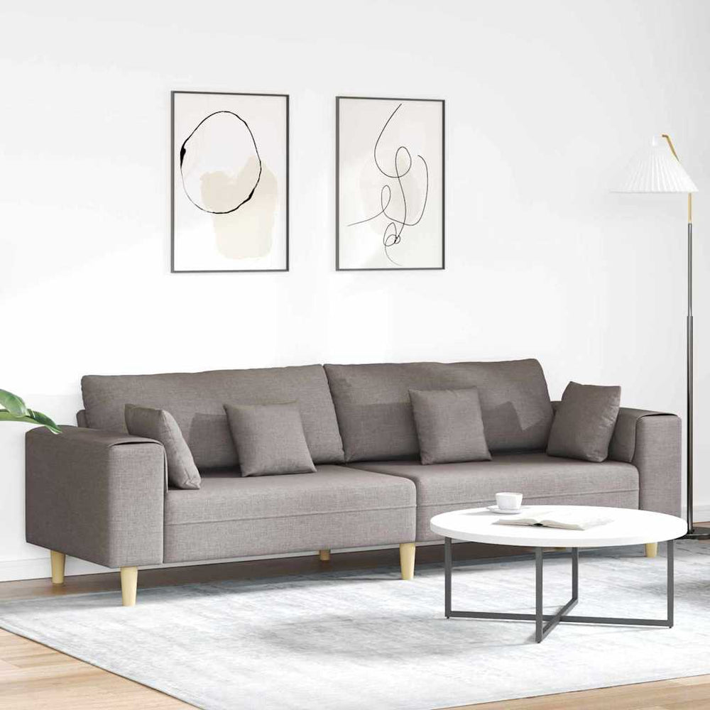 vidaXL Sofa with Cushions Taupe 250 x 77 x 76 cm Fabric