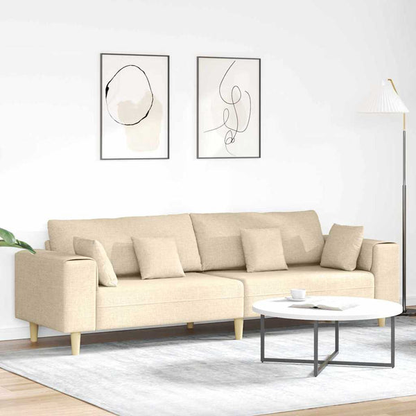 vidaXL Sofa with Cushions Cream 250 x 77 x 76 cm Fabric