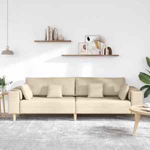 vidaXL Sofa with Cushions Cream 250 x 77 x 76 cm Fabric