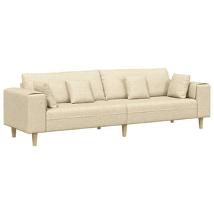 vidaXL Sofa with Cushions Cream 250 x 77 x 76 cm Fabric
